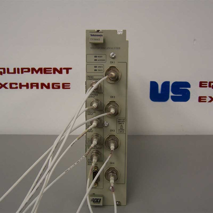 Electronic module waveform analyzer with wires against a backdrop with 'US Equipment Exchange' branding