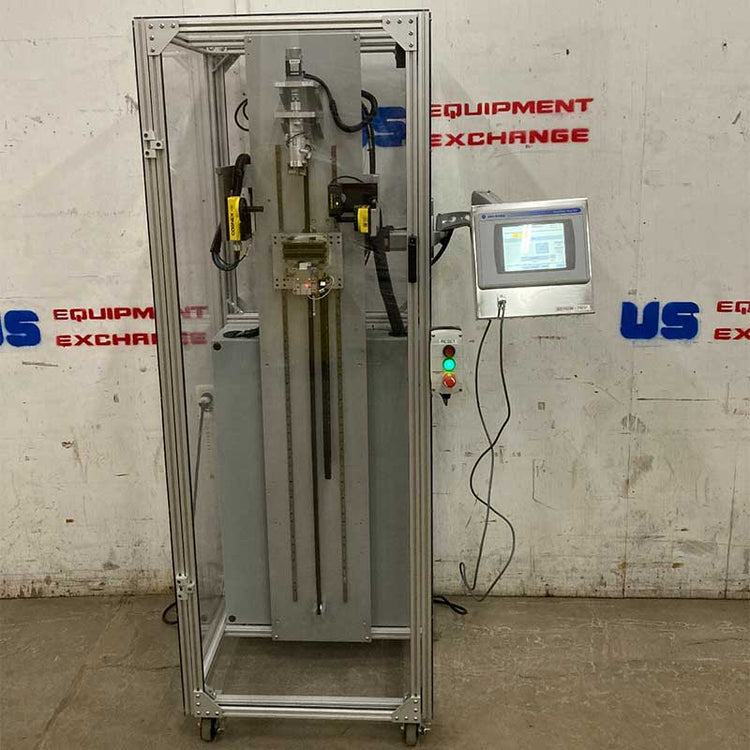 used roth greaves braid stretcher with a screen on a concrete floor against a wall with 'US Equipment Exchange' branding.