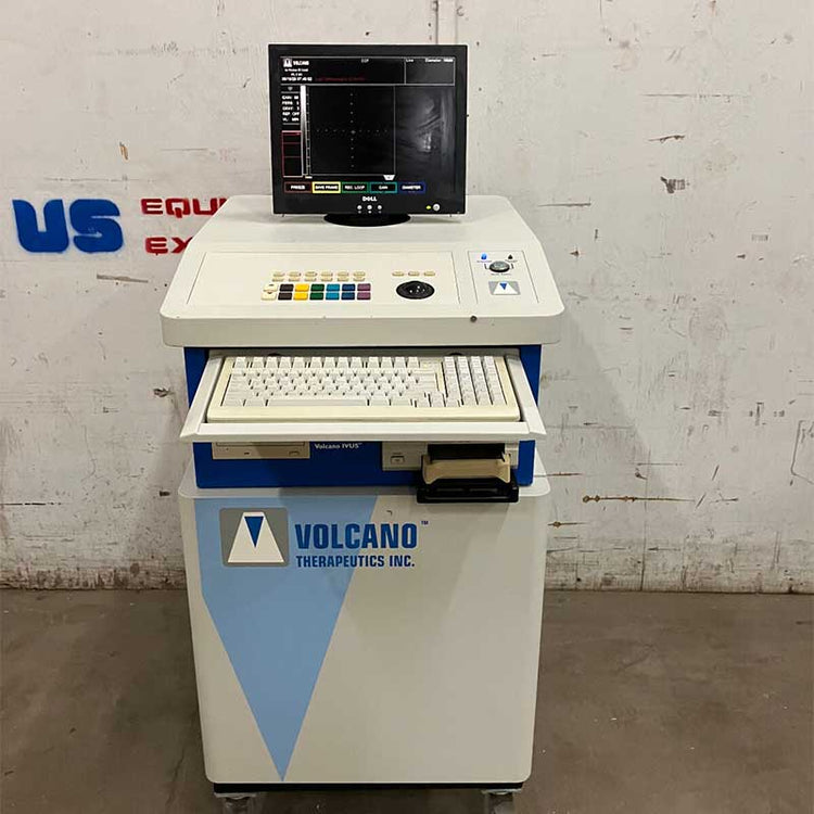 Medical device with Volcano Therapeutics Inc. logo against a textured wall.