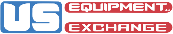 Logo of US Equipment Exchange resembling US flag with a blue and red design.